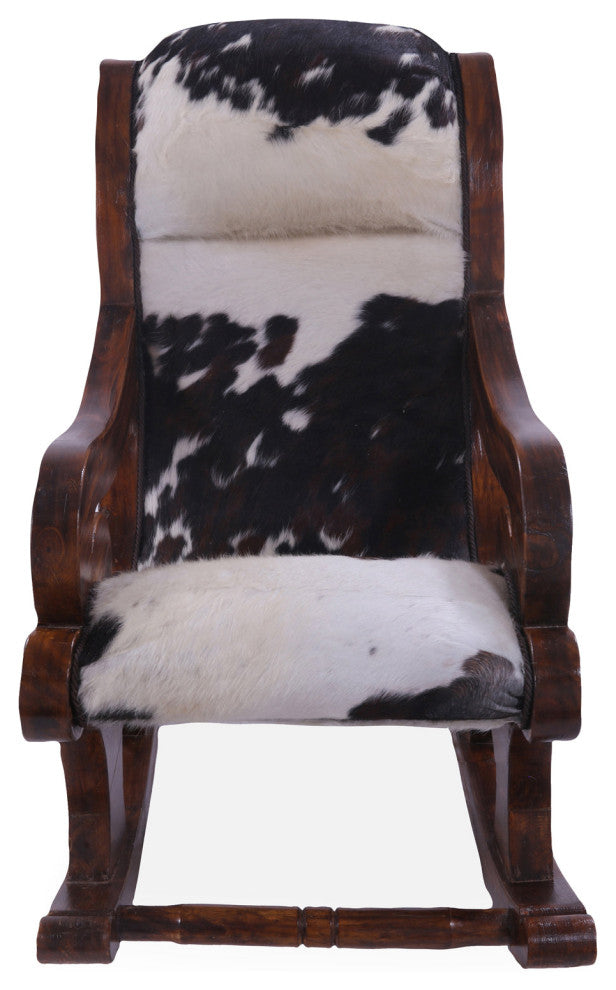 Hair-On Cowhide Wooden Handcrafted Rocking Chair RC108-FC