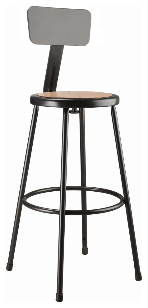 NPS 30" Heavy Duty Steel Stool With Backrest, Black