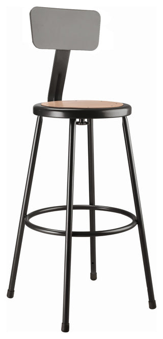 NPS 30" Heavy Duty Steel Stool With Backrest, Black