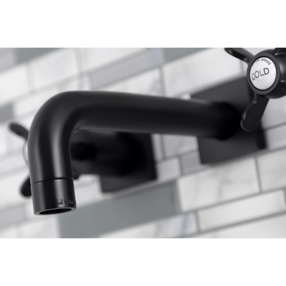 Kingston Brass KS6120BEX Two-Handle Wall Mount Bathroom Faucet, Matte Black