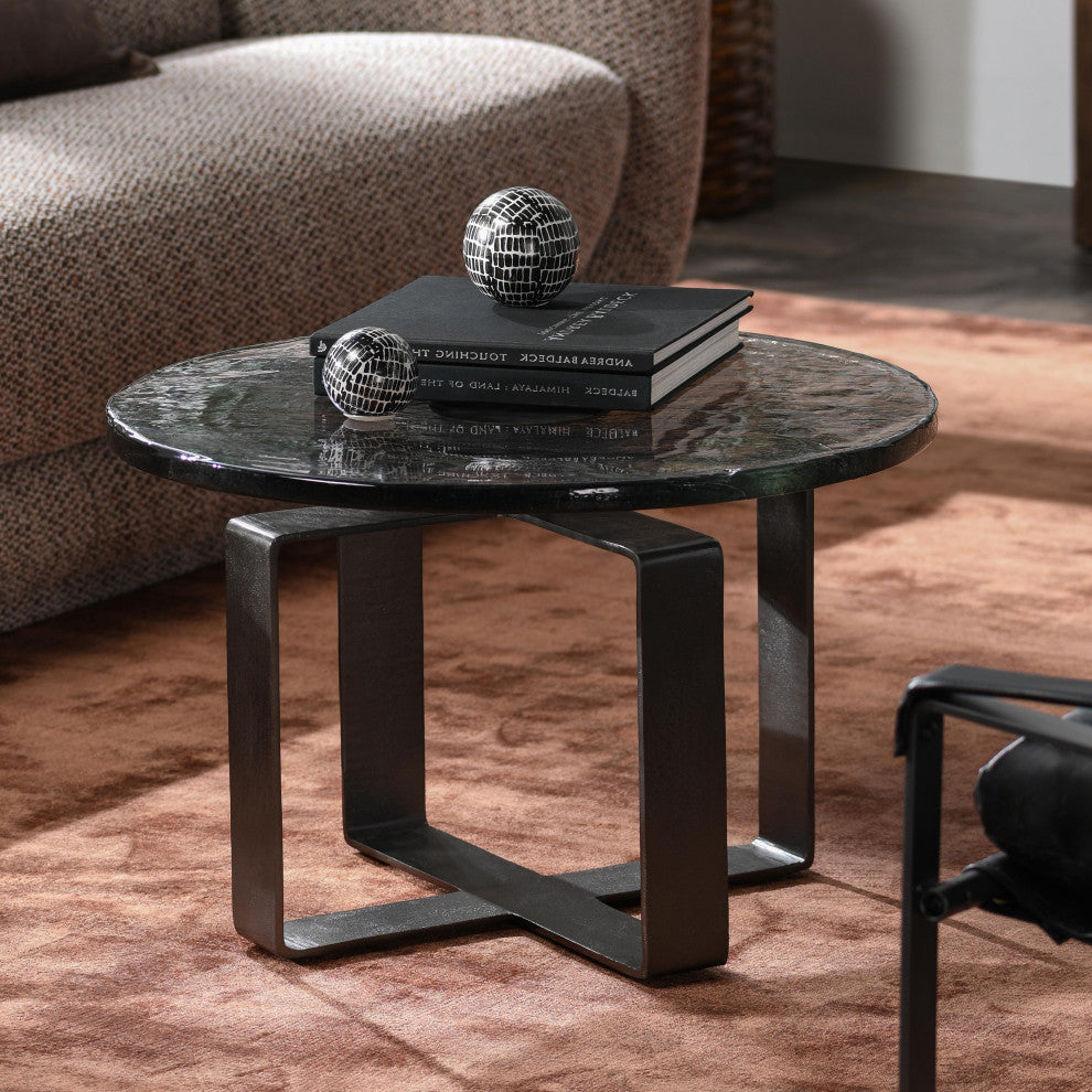 Kosas Home Keith 28" Glass Black Coffee Table