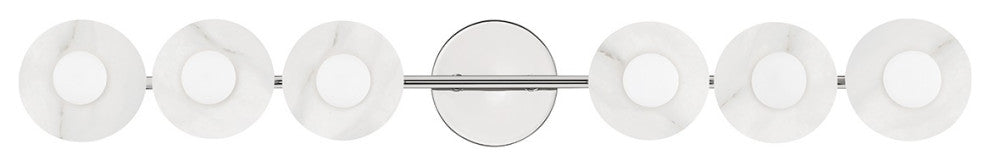 Elmont 6-Light Bath Bracket, Polished Nickel, Alabaster Shade