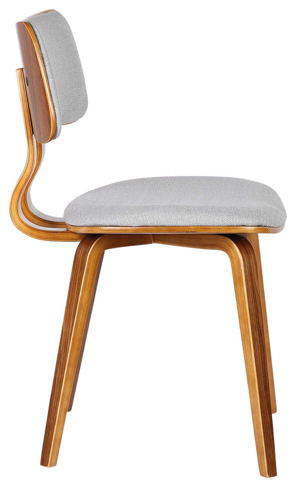 Mick Dining Chair, Walnut Wood and Gray Fabric