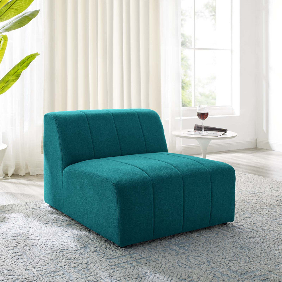 Sofa Middle Chair, Fabric, Teal Blue, Modern, Living Lounge Hotel Hospitality