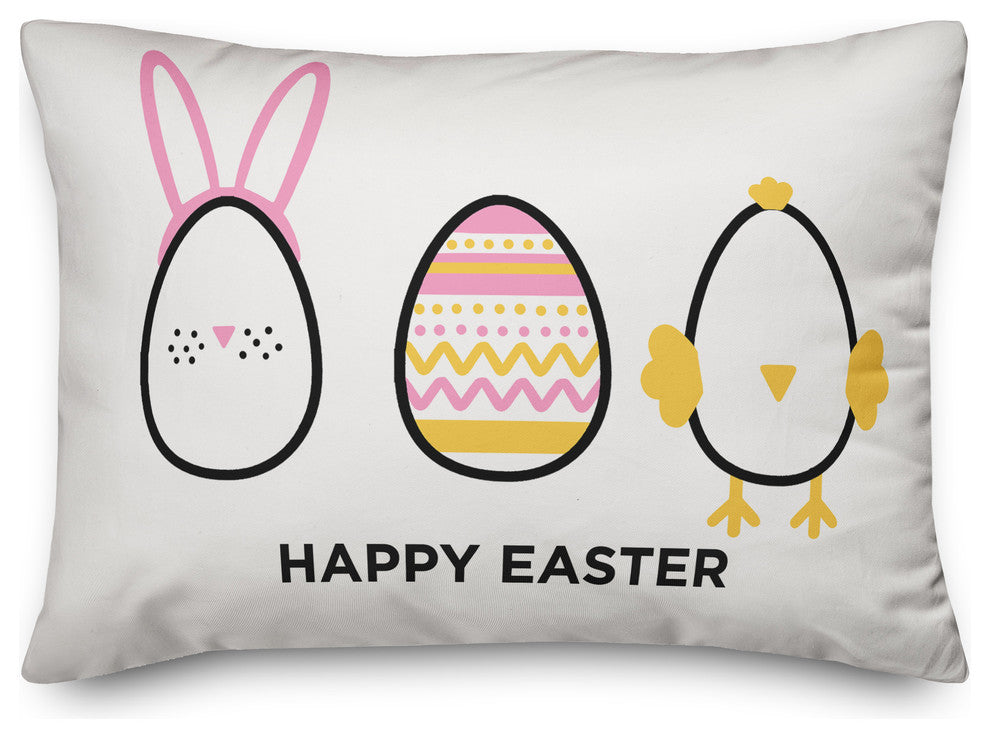 Happy Easter Eggs 14x20 Lumbar Pillow
