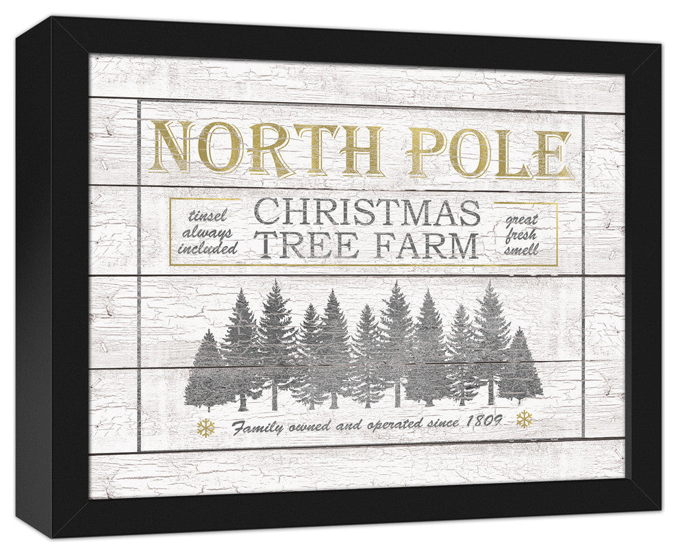 North Pole Christmas Tree Farm 11x14 Black Framed Canvas