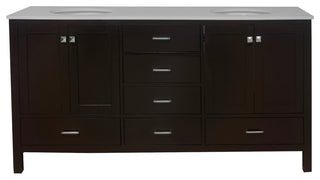 Horizon 72" Double Bathroom Vanity, Chocolate, Engineered White