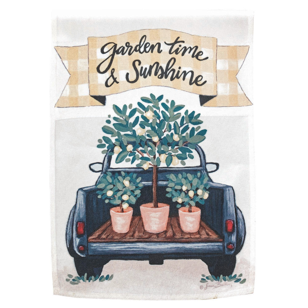 Lemon Truck, Garden Time Print Flag