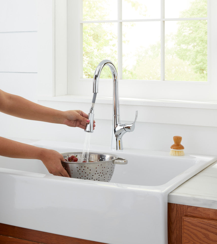 Antioch Single Handle Pull-Down Kitchen Faucet w/ Snapback, Chrome