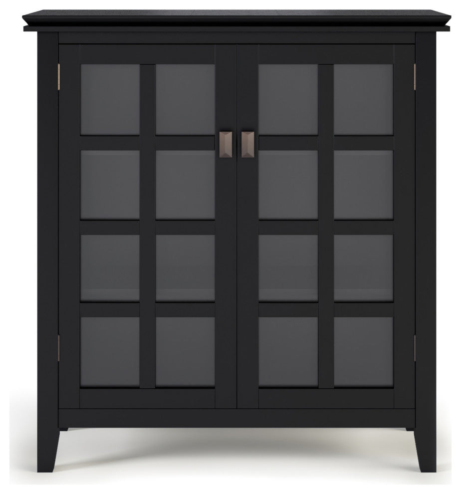 Artisan Solid Wood 38 Inch Wide Transitional Medium Storage Cabinet In Black