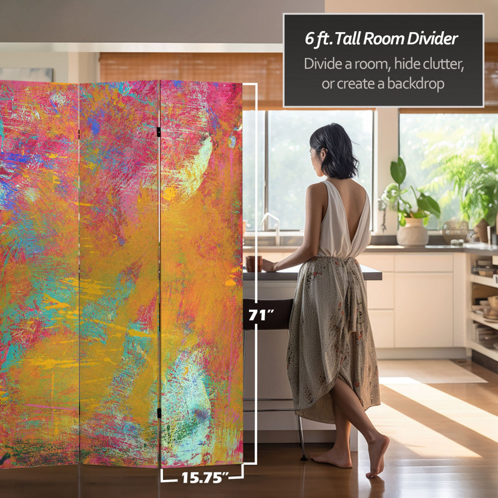 6'' Tall Double Sided Color Wheel Canvas Room Divider