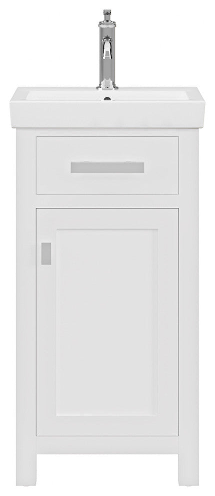 Mia 18 In. Integrated Ceramic Sink Top Vanity in Pure White with Faucet