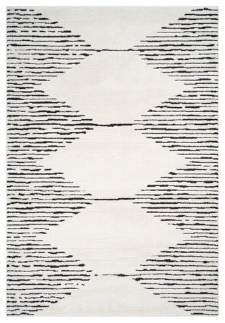 Monotone Moroccan White Power-Loom Area Rug 5' x 7'6"