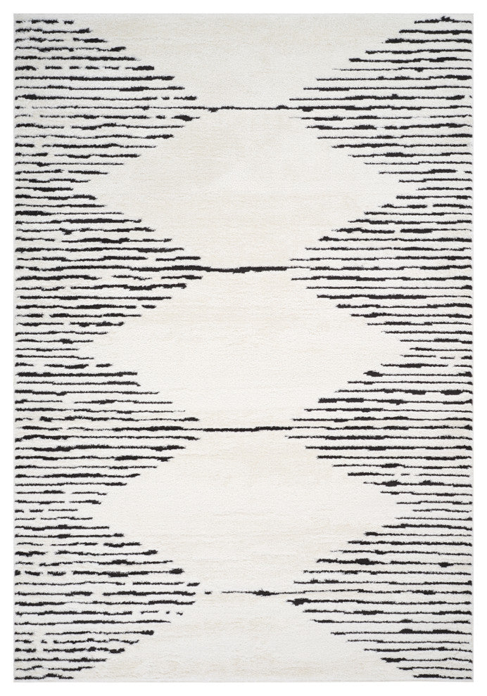 Monotone Moroccan White Power-Loom Area Rug 5' x 7'6"