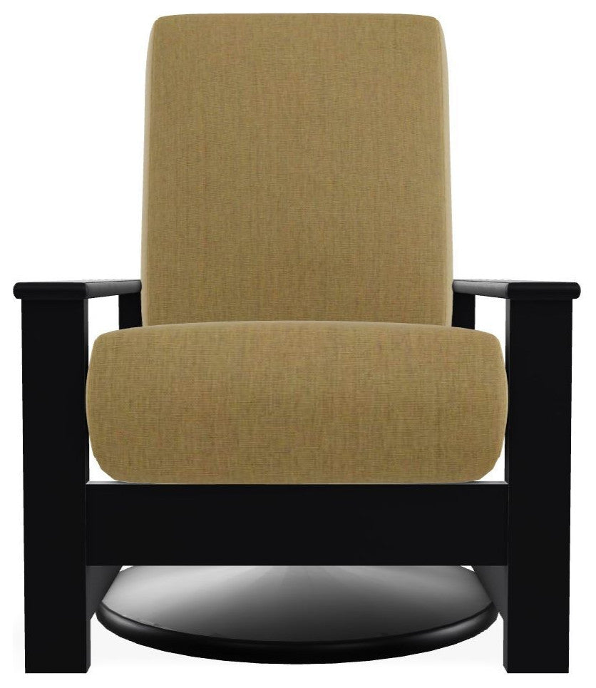 Leeward Deep Seat Outdoor Hidden Swivel Rocker, Stucco/Black