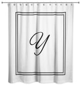 Classic White Monogrammed Shower Curtain, Y