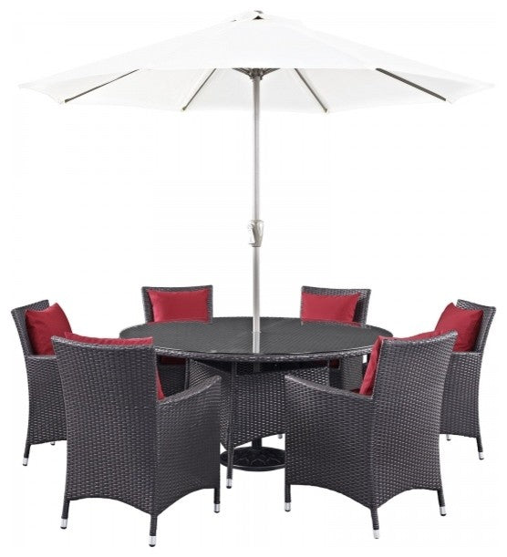 Espresso Red Convene 8-Piece Outdoor Patio Dining Set