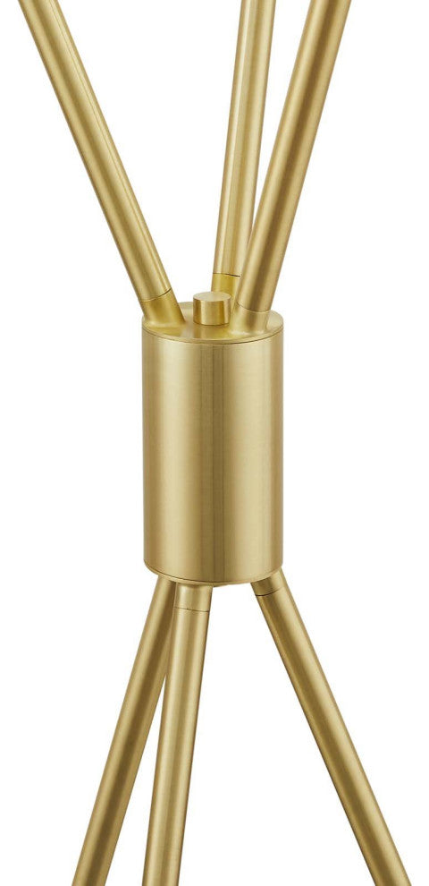 Floor Lamp Light, Gold, Brass, Modern, Mid Century Cafe Bistro Hospitality