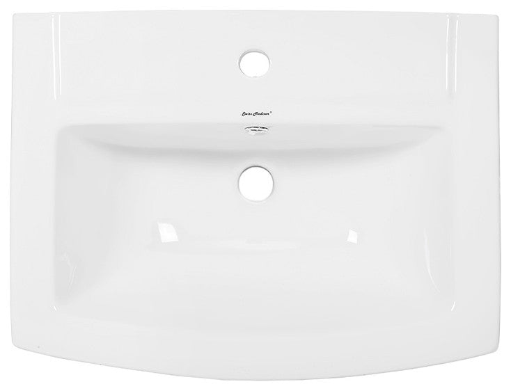Sublime Pedestal Bathroom Sink Rectangular with Single Faucet Hole