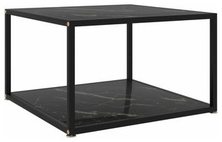 vidaXL Coffee Table End Table Living Room Sofa Table Black Tempered Glass
