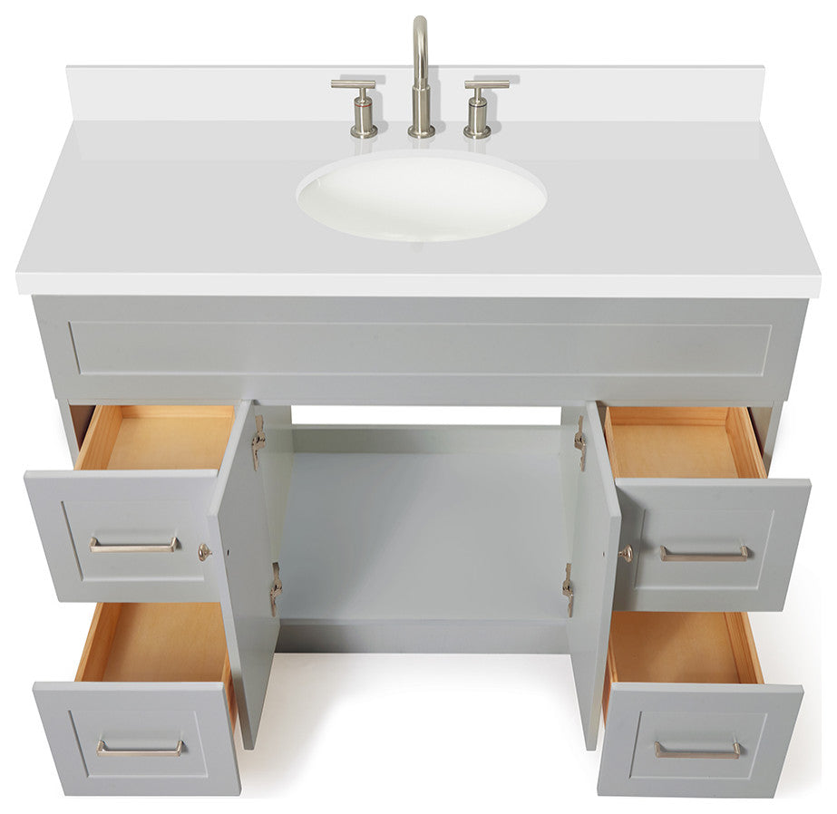 Ariel Hamlet 49" Oval Sink Bath Vanity White Quartz Grey