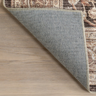 Nuloom Cerise Floral Faded Spill Proof Washable Area Rug, Dark Brown 5'x8'