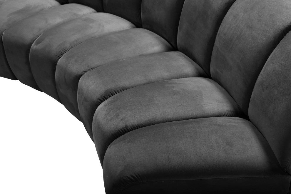 Infinity Channel Tufted Velvet Modular Chair, Gray, 2 Piece