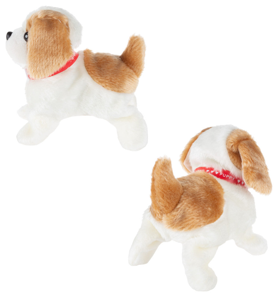 Interactive Plush Puppy Toys Battery-Operated Robot Dog Walks, Barks,, Flips
