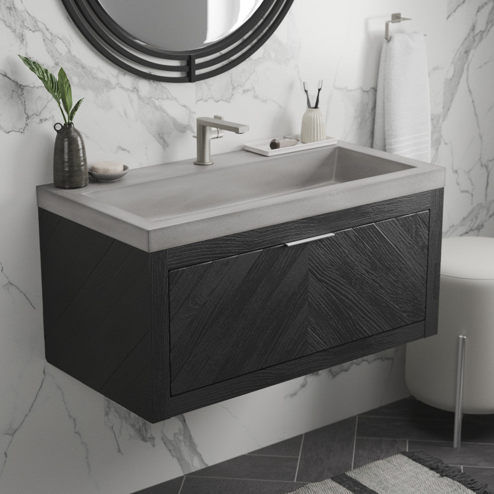Trough 3619 Bathroom Sink, Ash, Single Faucet Cutout