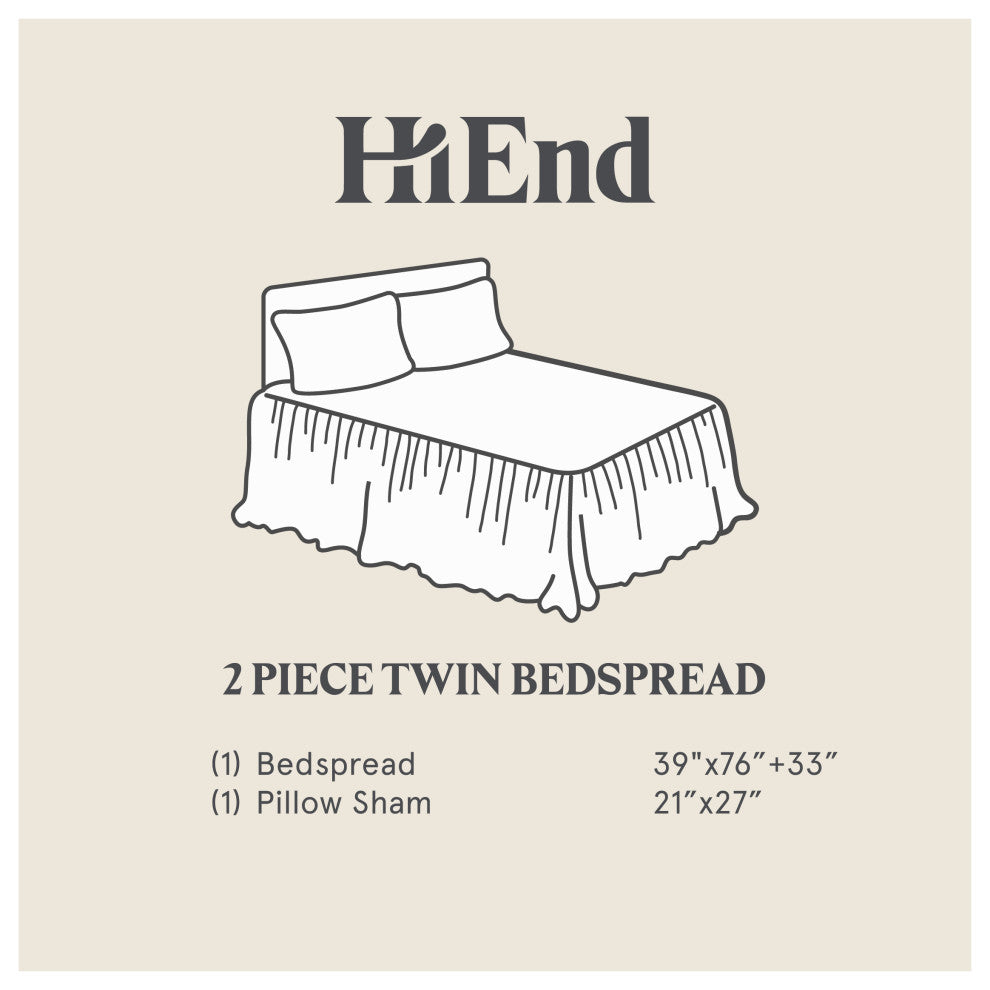 Stella Faux Silk Velvet Bedspread Set, 3PC, Stone, Twin