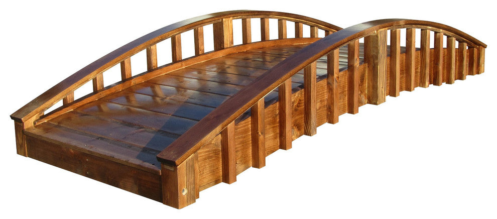 SamsGazebos Japanese Crescent Wood Garden Bridge 8 ft