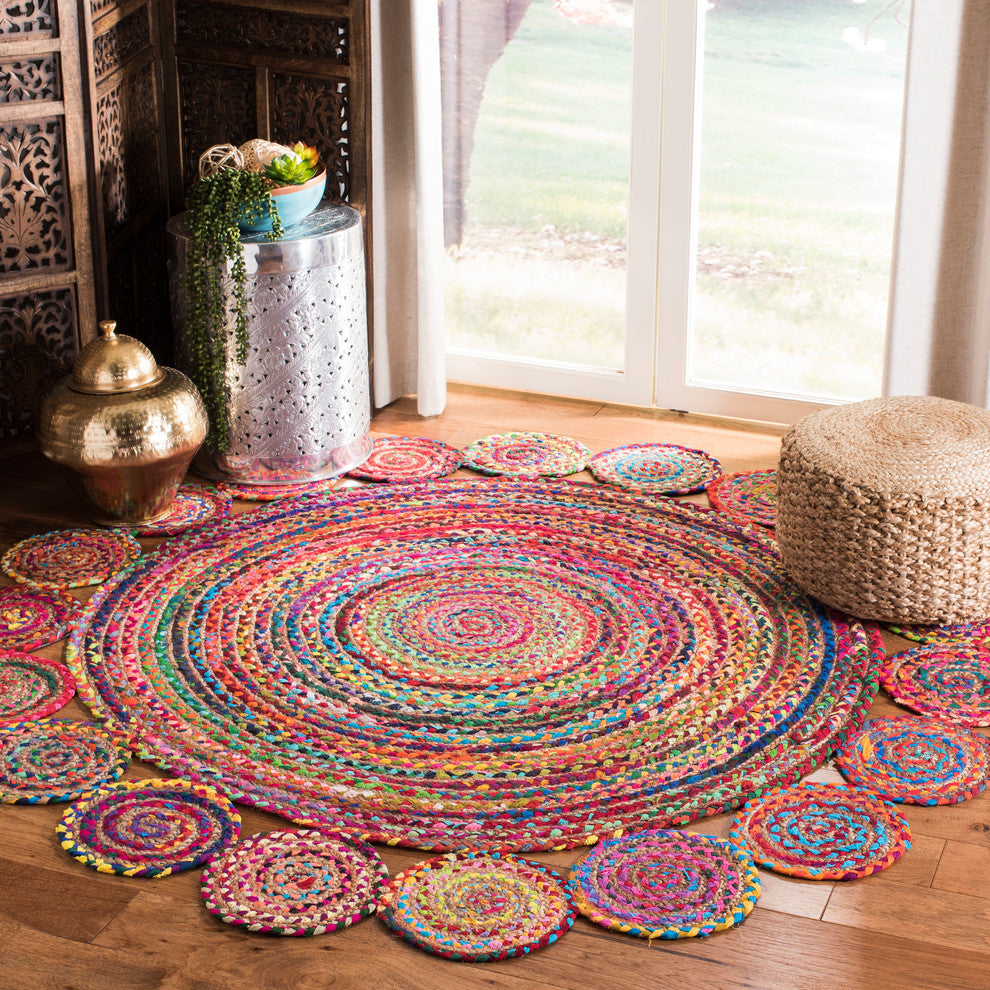 Safavieh Cape Cod Collection CAP211 Rug, Red/Multi, 3' Round