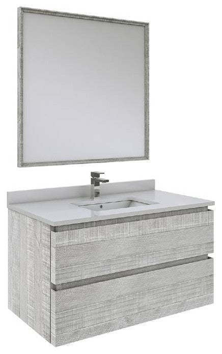Fresca Formosa 36" Wall Hung Ash Vanity Set, Faucet Fft3111ch