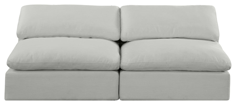 Comfy Upholstered Modular Sofa, Grey, 2-Piece: 2 Armless Chair, Linen Textured Fabric