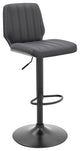 Benzara BM246074 Adjustable Swivel Gray Faux Leather and Black Metal Bar Stool