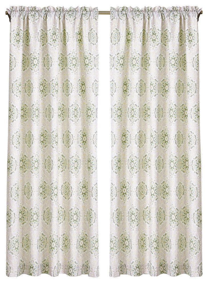 Bloom Medallion 2 Piece Curtain Set, Taupe, 2 Panels 60" X 84"