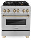 ZLINE 30" Dual Fuel Range, DuraSnow With Champagne Bronze RASZ-SN-30-CB