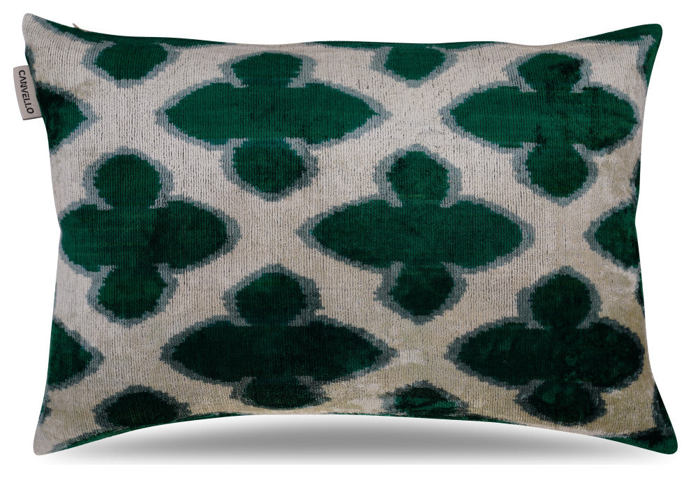 Canvello Luxury Leaf Green Carbon Grey Pillow for Couch, 16x24 in, 40x60 cm
