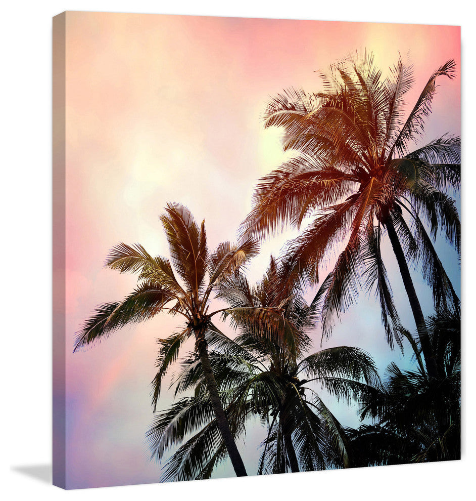 Marmont Hill, "Palms and Sunset" by Sylvia Cook Painting Wrapped Canvas, 24x24