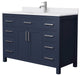 48" Single Vanity Dark Blue, White Cult. Marble Countertop, Sink, Nickel Trim
