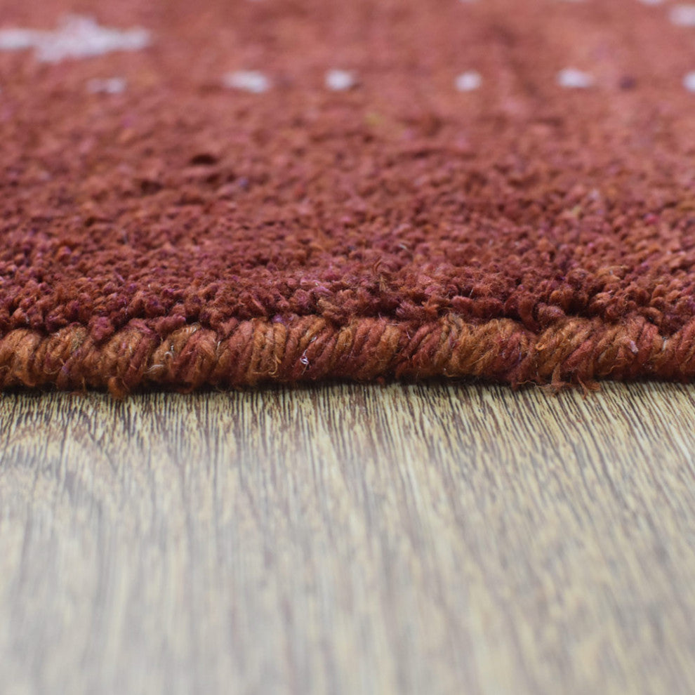 HAND KNOTTED LOOM SILK AREA RUGS-6'x9',Rectangle,Dark Orange,Contemporary