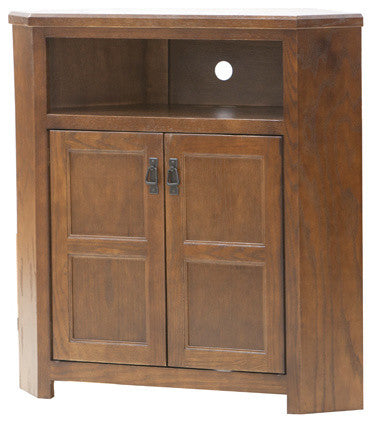 Tall Mission 41" Wide Corner TV Console, Smokey Blue Oak