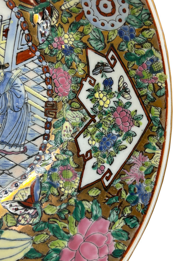 Chinese Vintage Famille Rose People Scenery Porcelain Art Bowl Hws4399