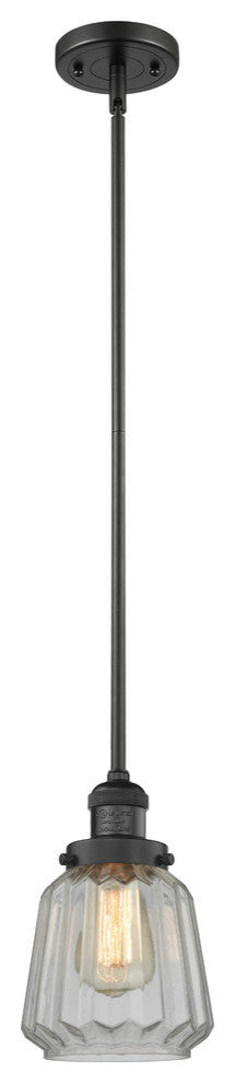 Chatham 1-Light LED Mini Pendant, Matte Black, Glass: Clear