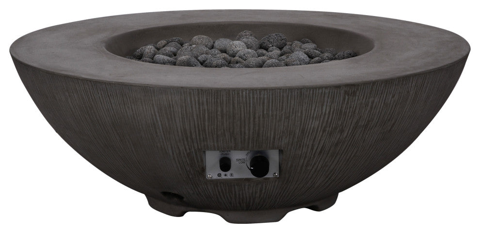 Pyromania Shangri-La Concrete Fire Bowl, 41", Charcoal Gray, Propane