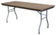 Rectangular Folding Table, Wishbone Metal Legs With Weather Resistant Top, Brown