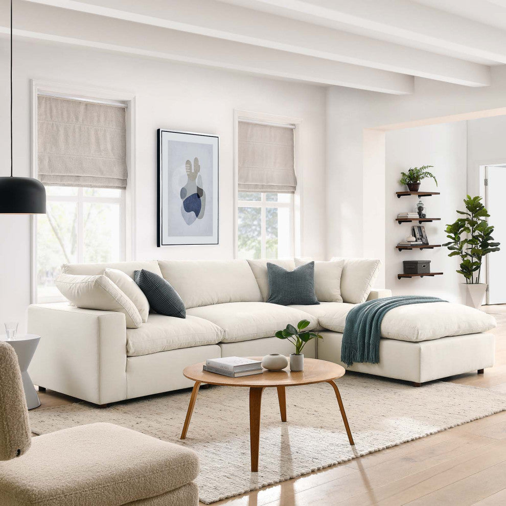 Modular Sectional Deep Sofa Set, Beige, Fabric, Modern, Lounge Cafe Hospitality
