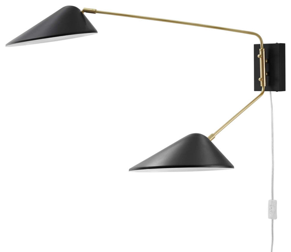 Sconce Wall Lamp Light Fixture, Black, Metal, Modern Cafe Bistro Hospitality