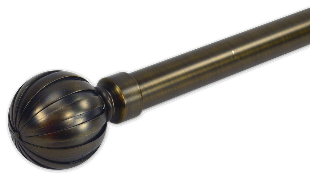 86-144" Globe Finial Rod Set, Antique Brass