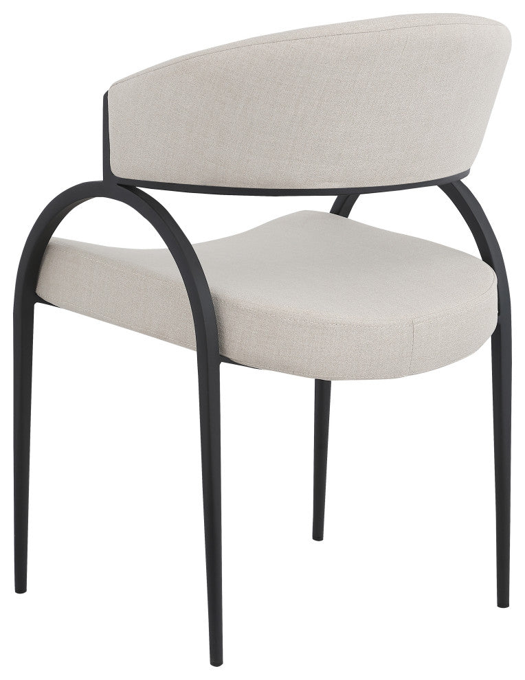 Privet Dining Chair (Set of 2), Beige, Matte Black Finish